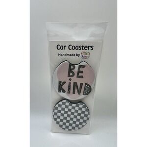 Set Of 2 Custom Made Neoprene Car Coasters Be Kind